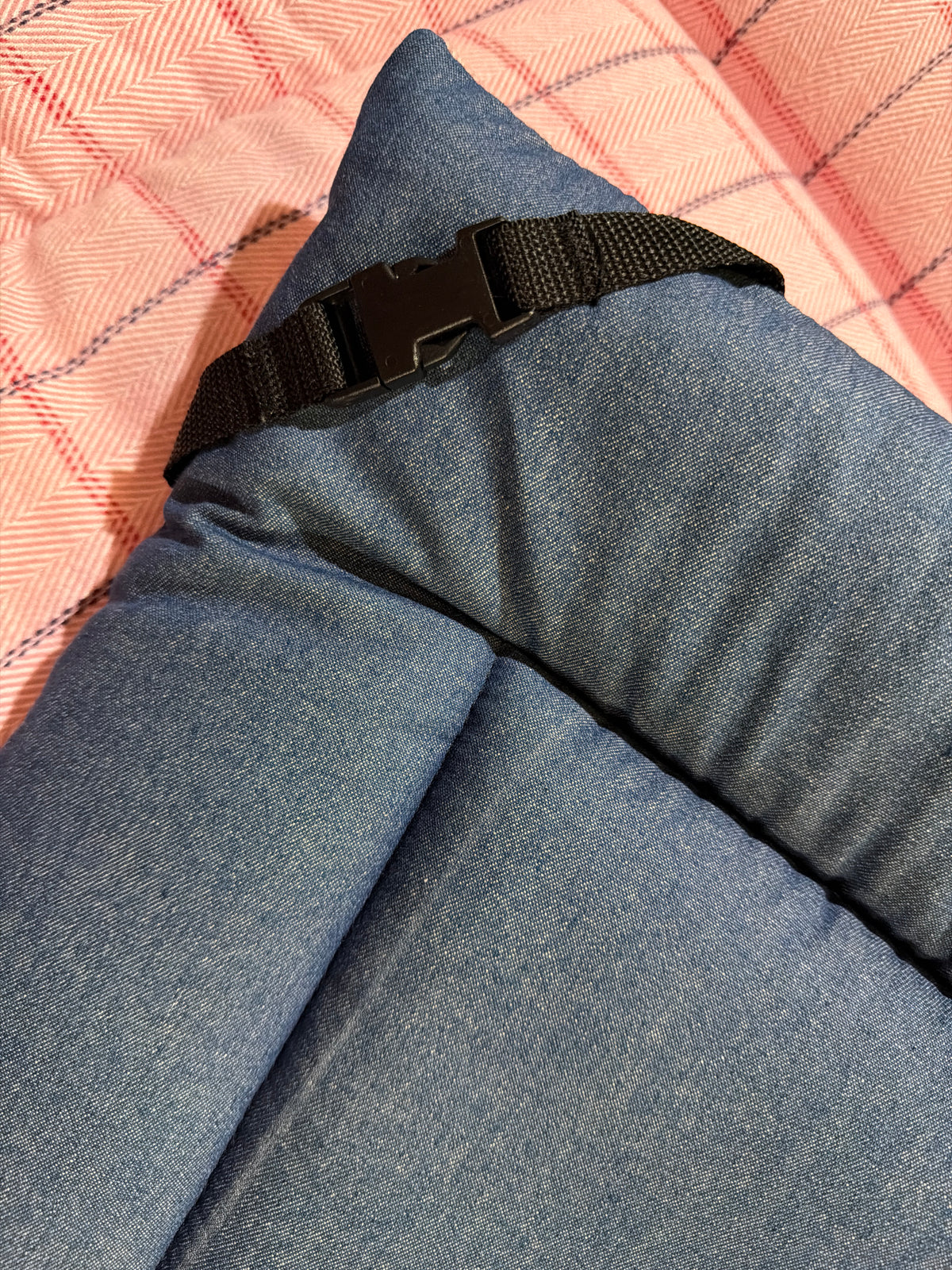 50% OFF Denim & Pink Check Luxury Reversible Pad