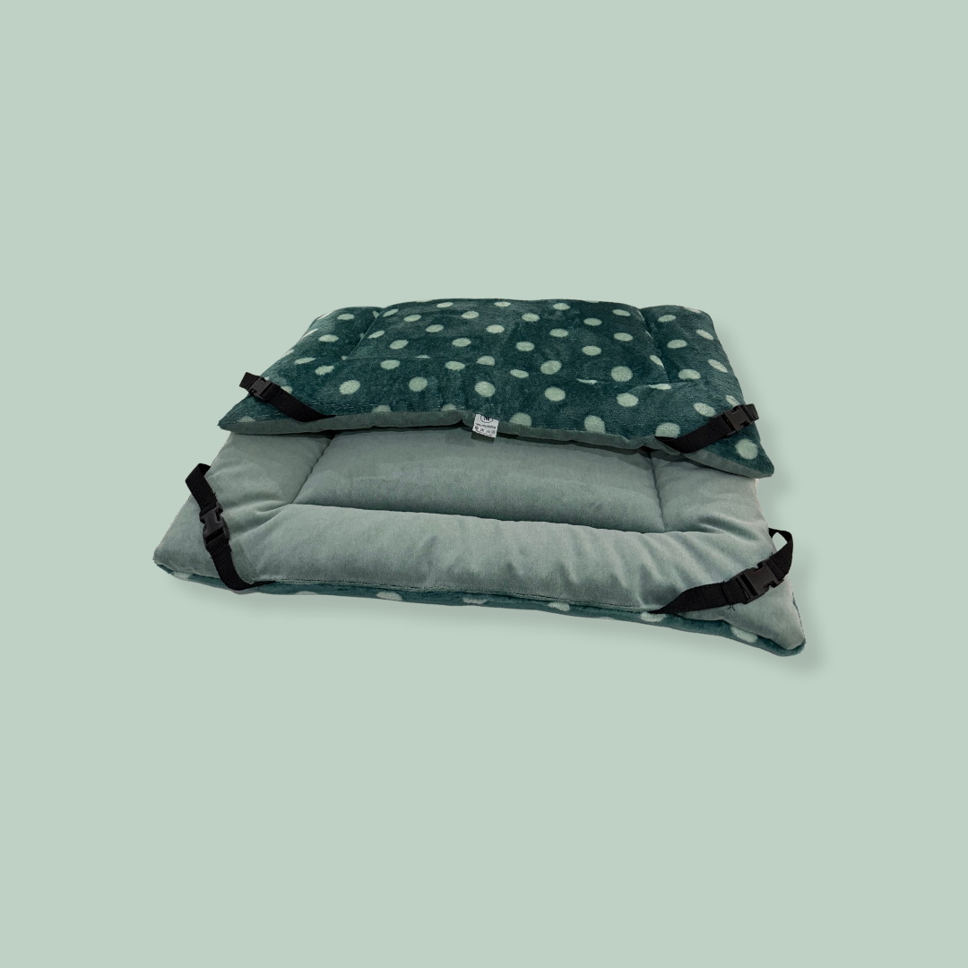 Duck Egg Polka Dot Cuddle Soft & Duck Egg Velvet Luxury Reversible Pad