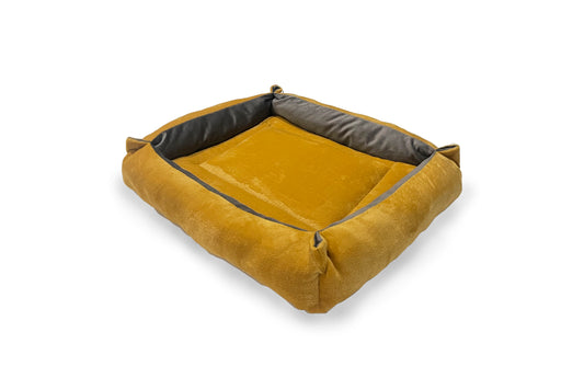 40% OFF Mustard Cuddle Soft & Dark Grey Velvet Luxury Nest - HiK9