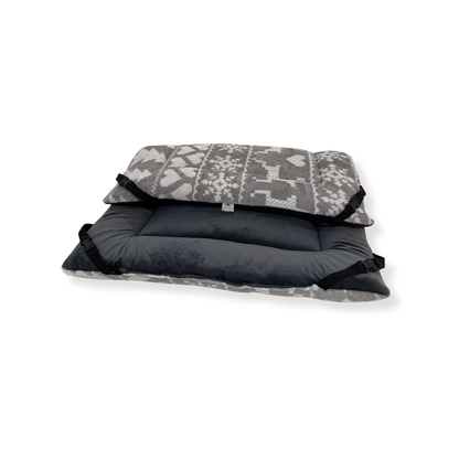 Christmas Fairisle & Charcoal Velour Luxury Reversible Pad