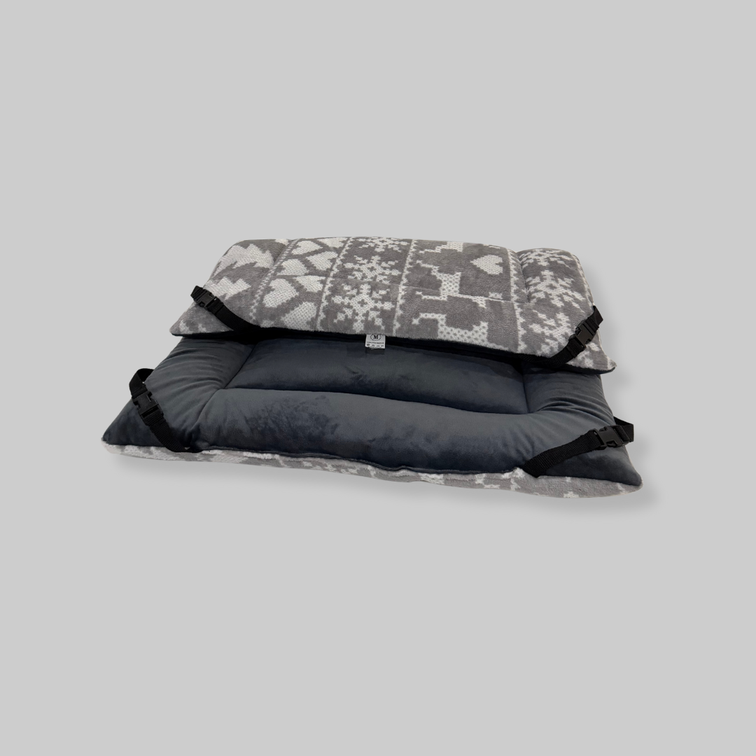 Christmas Fairisle & Charcoal Velour Luxury Reversible Pad