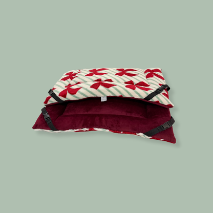 Christmas Bow Cuddle Soft & Cranberry Velour Luxury Reversible Pad