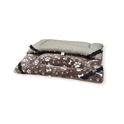 Chocolate Paw Cuddle Soft & Beige Faux Cotton Luxury Reversible Pad