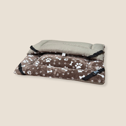 Chocolate Paw Cuddle Soft & Beige Faux Cotton Luxury Reversible Pad