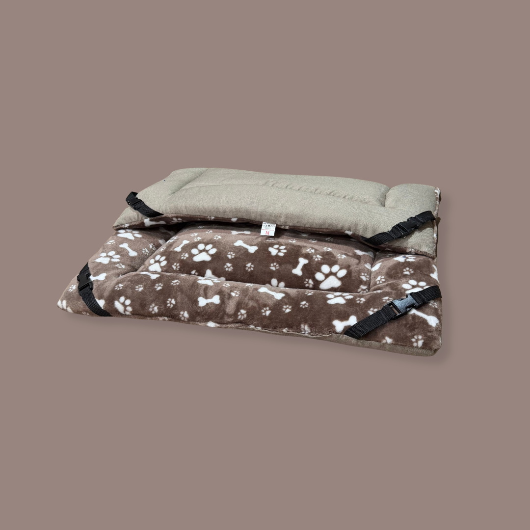 Chocolate Paw Cuddle Soft & Beige Faux Cotton Luxury Reversible Pad