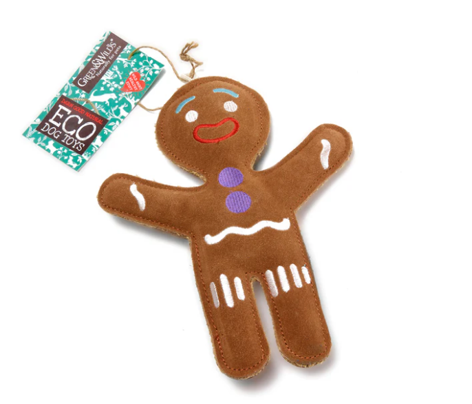 Green & Wilds Jean Genie the Gingerbread Person Eco Dog Toy