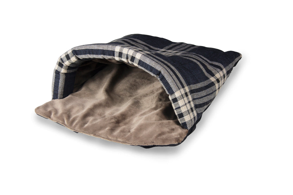 Charcoal Check & Taupe Velour Luxury Snuggle Tunnel - HiK9