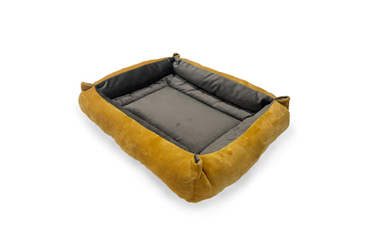 40% OFF Mustard Cuddle Soft & Dark Grey Velvet Luxury Nest - HiK9