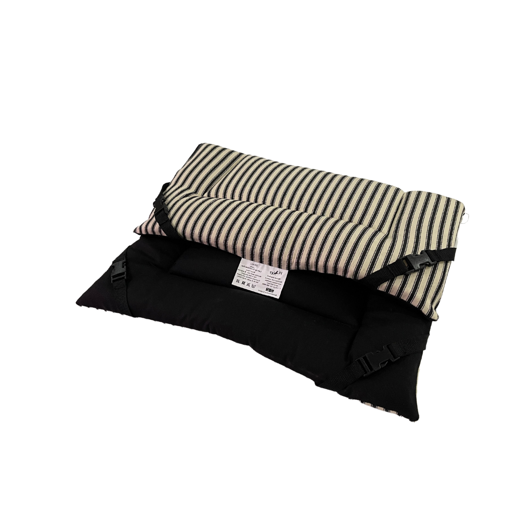 20% OFF Black Stripe & Black Cotton Canvas Luxury Reversible Pad